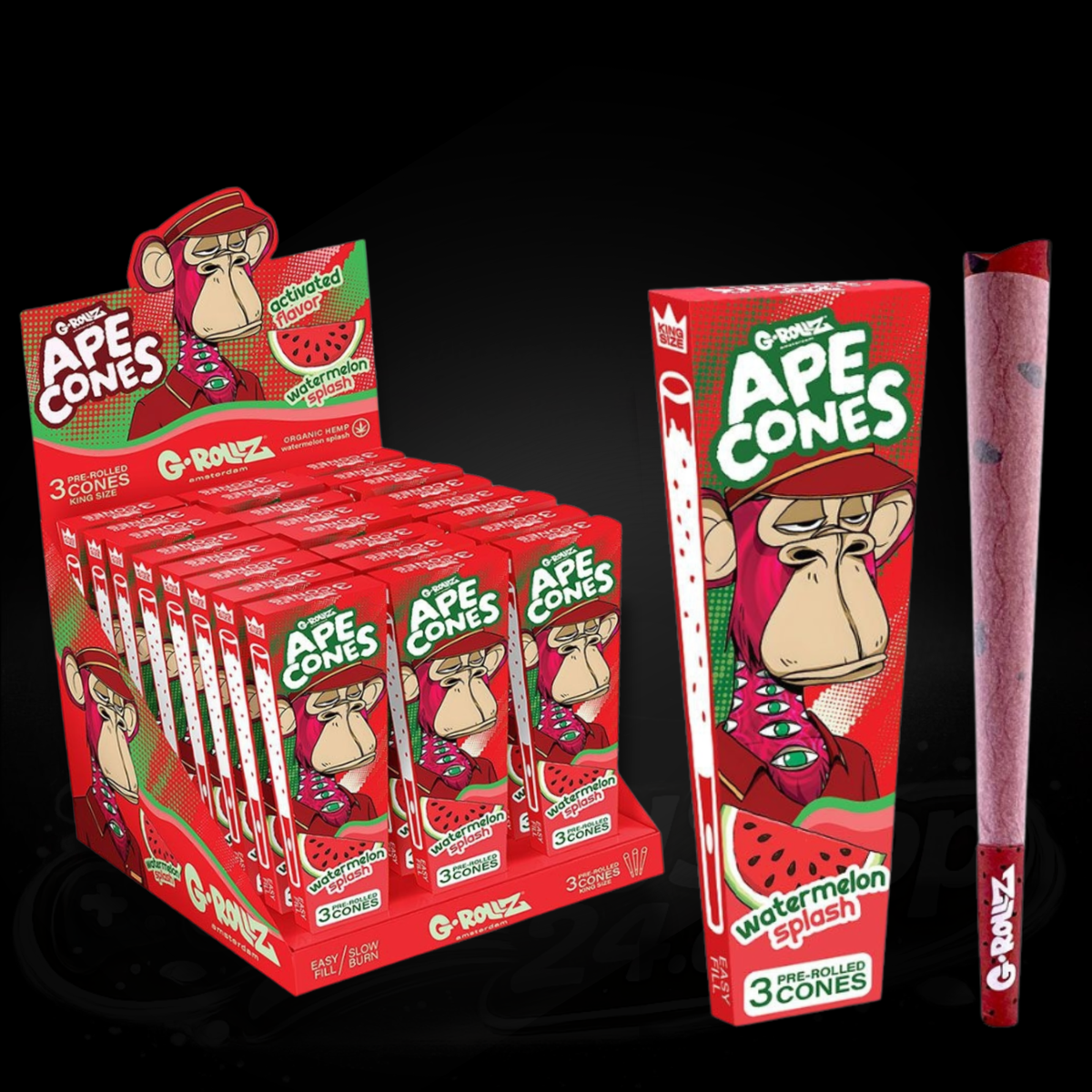 Ape Cones - Watermelon Splash - Squeeze Filter - 3 Pre-Rolled King Size Cones