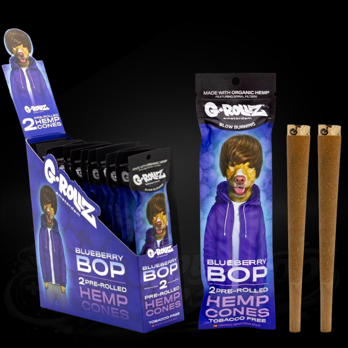 G-Rollz x The Dog - Blunt Cones - Blueberry Bop - 2x King Size Hemp Cones