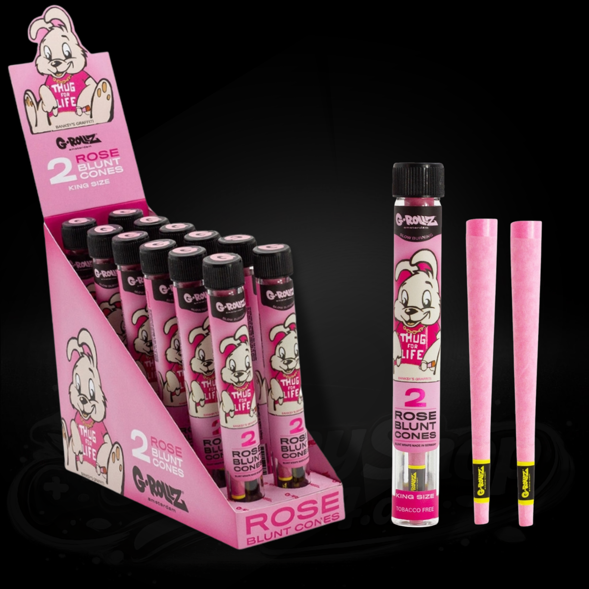 G-Rollz x Banksy's Graffiti - Blunt Cones - Rose - 2x King Size Blunt Cones