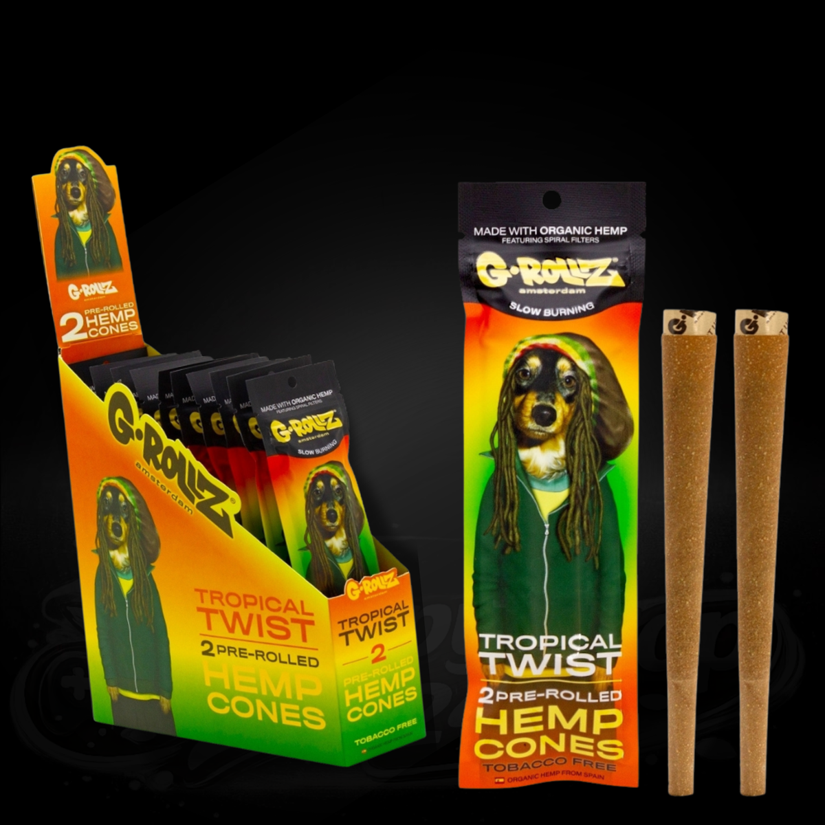 G-Rollz x The Dog - Blunt Cones - Tropical Twist - 2x King Size Hemp Cones
