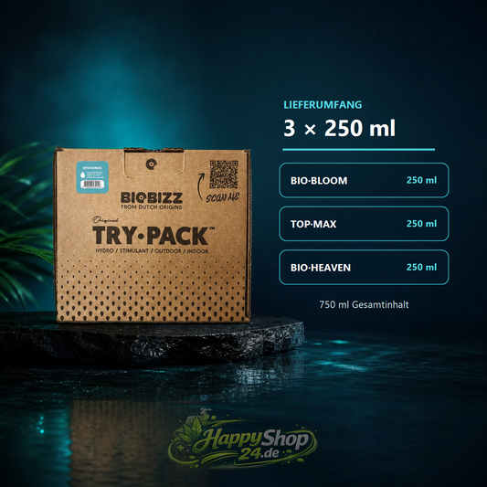 BioBizz Try·Pack Hydro – Lieferumfang mit drei 250-ml-Flaschen