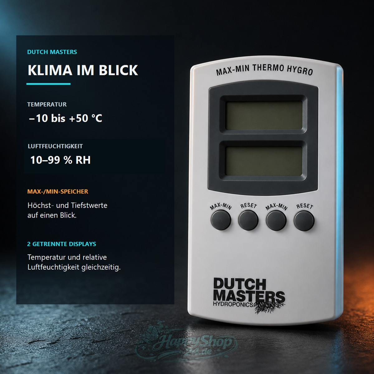 Dutch Masters Digitales Max/Min Thermo-Hygrometer – Produktbild 2