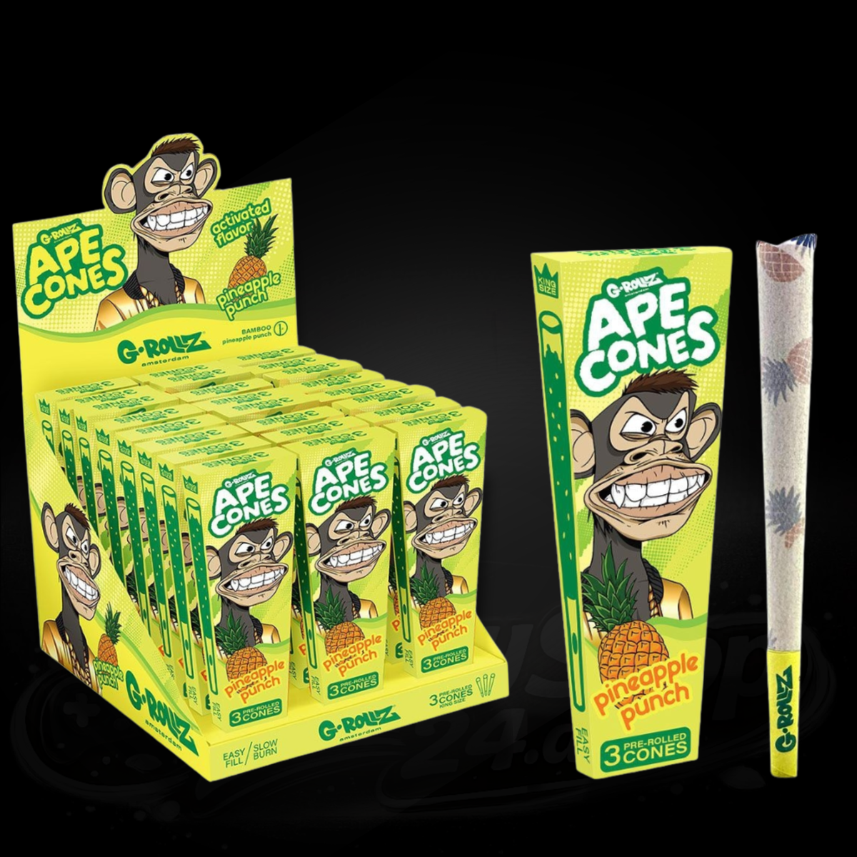 Ape Cones - Pineapple Punch - Squeeze Filter - 3 Pre-Rolled King Size Cones