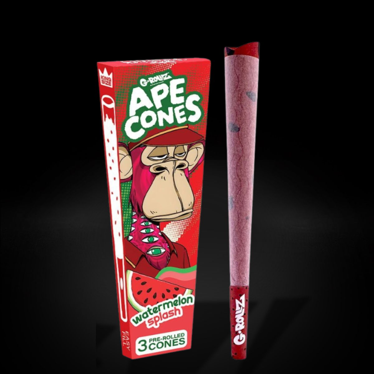 Ape Cones - Watermelon Splash - Squeeze Filter - 3 Pre-Rolled King Size Cones