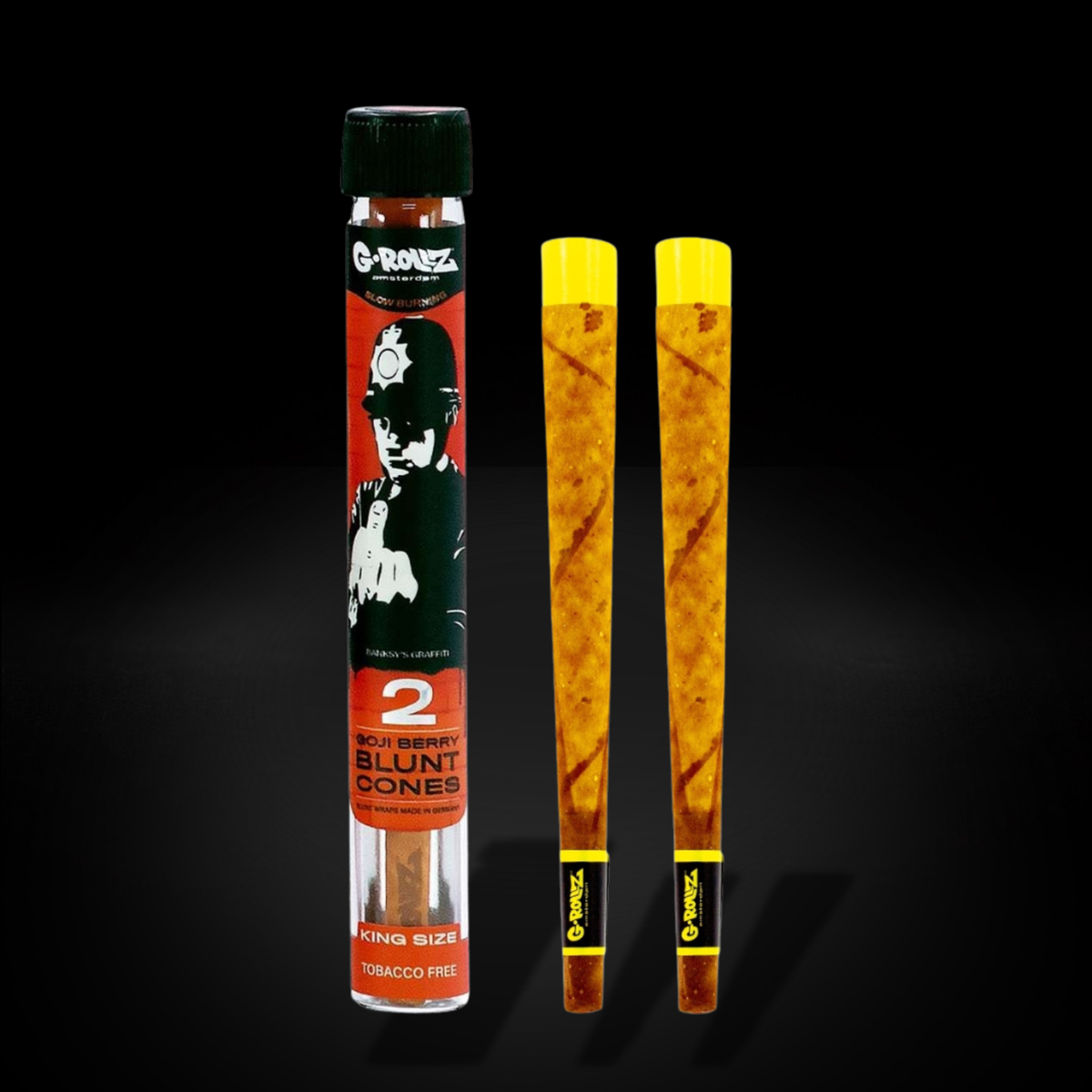 G-Rollz x Banksy's Graffiti - Blunt Cones - Goji Berry - 2x King Size Blunt Cones