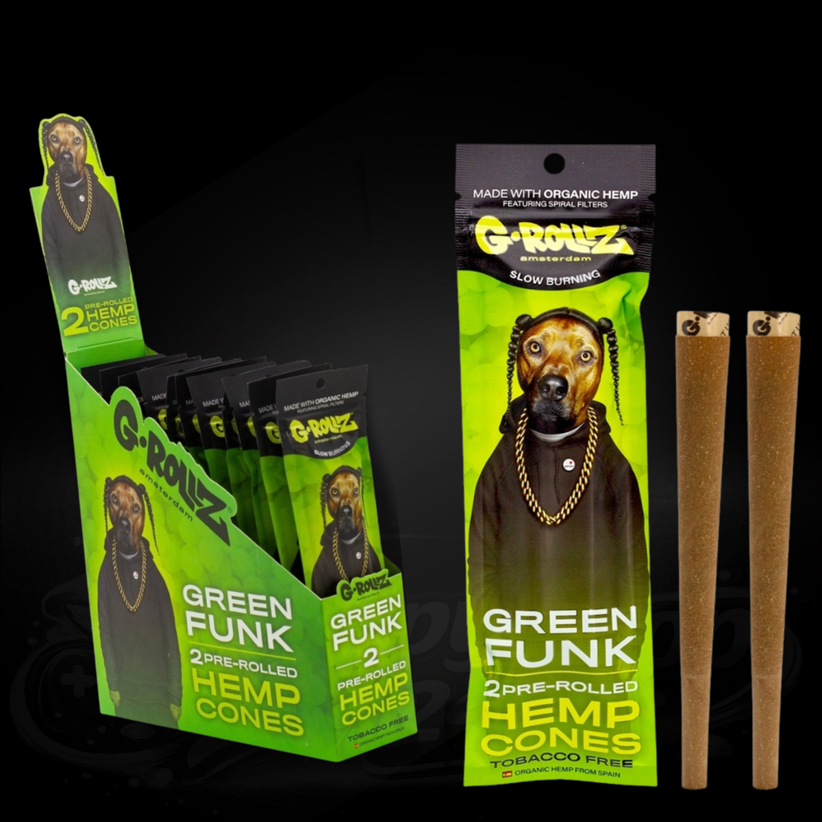 G-Rollz x The Dog - Blunt Cones - Green Funk - 2x King Size Hemp Cones