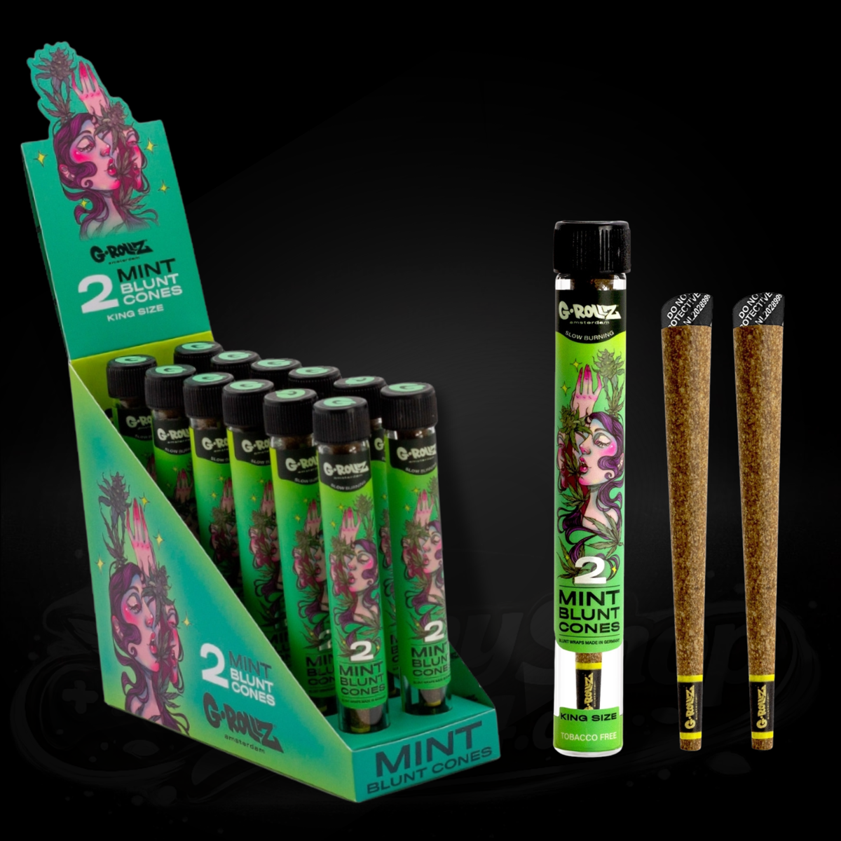 G-Rollz - Blunt Cones - Mint - 2x King Size Blunt Cones