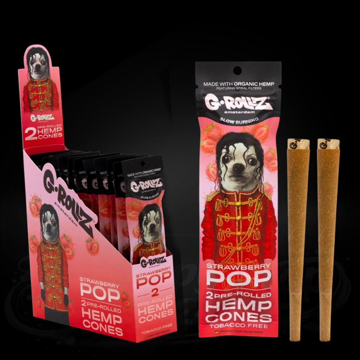 G-Rollz x The Dog - Blunt Cones - Strawberry Pop - 2x King Size Hemp Cones