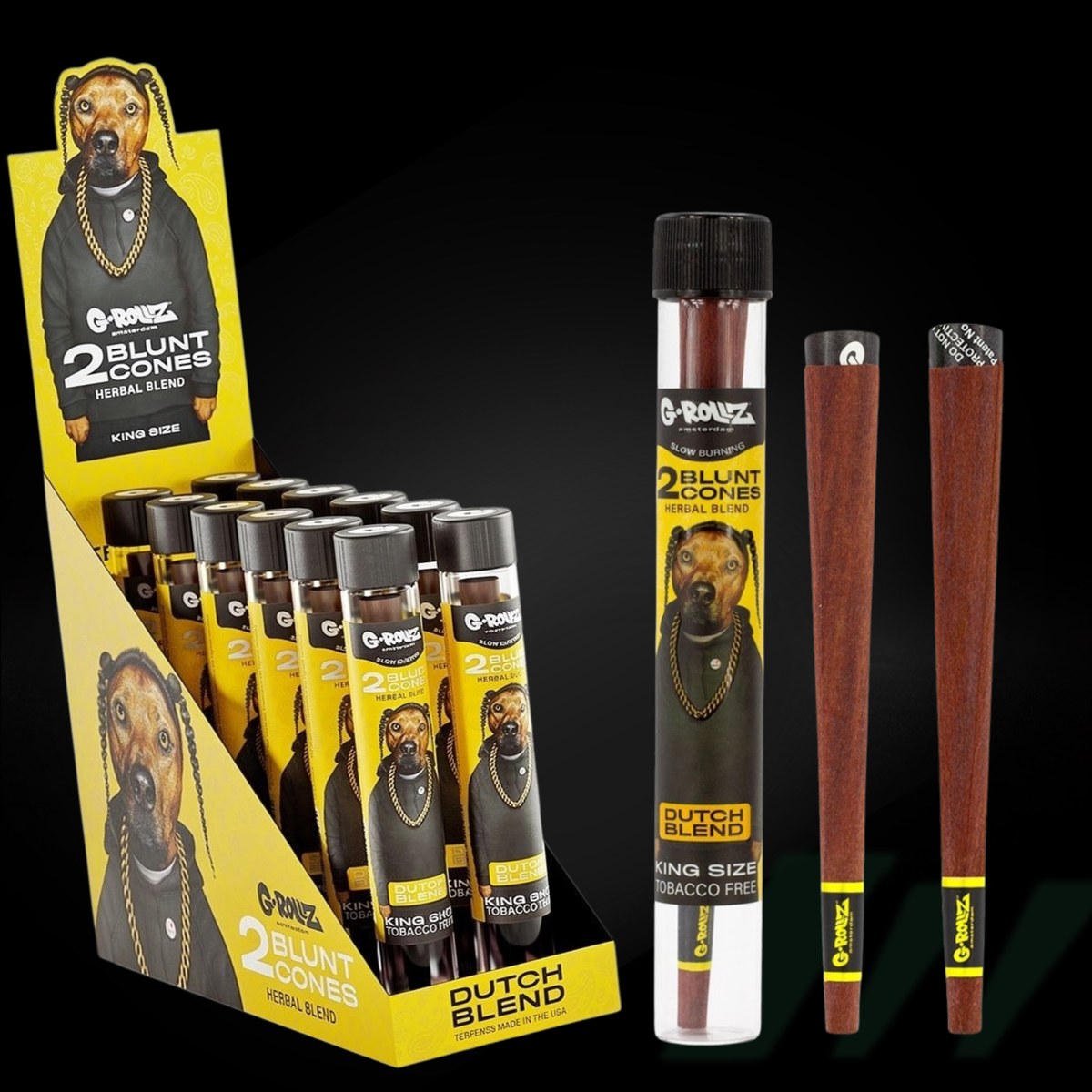 G-Rollz x The Dog - Blunt Cones - Dutch Blend - Terpene Infused - 2x King Size Blunt Cones