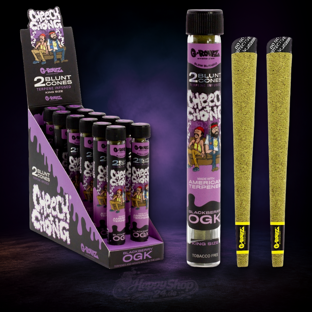 G-Rollz x Cheech & Chong Blackberry OGK Blunt Cones Display
